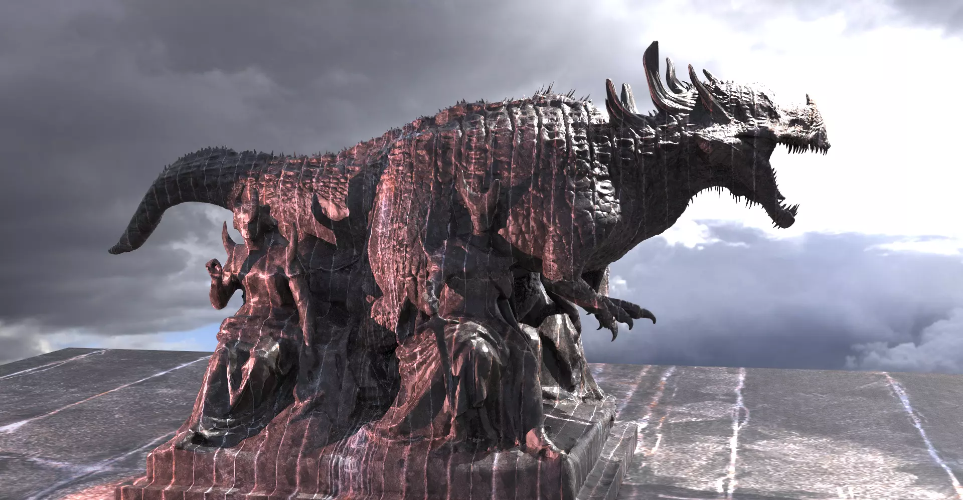 Dark Drake King Lizard Statue guardian priestesses  3D model_0