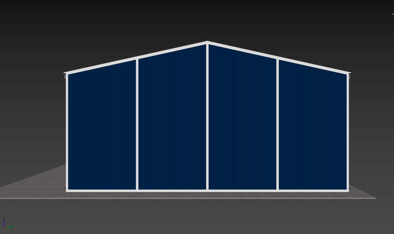 Hangar industrial building with roof 3D model_16