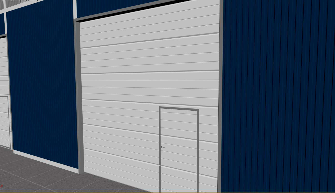 Hangar industrial building with roof 3D model_30