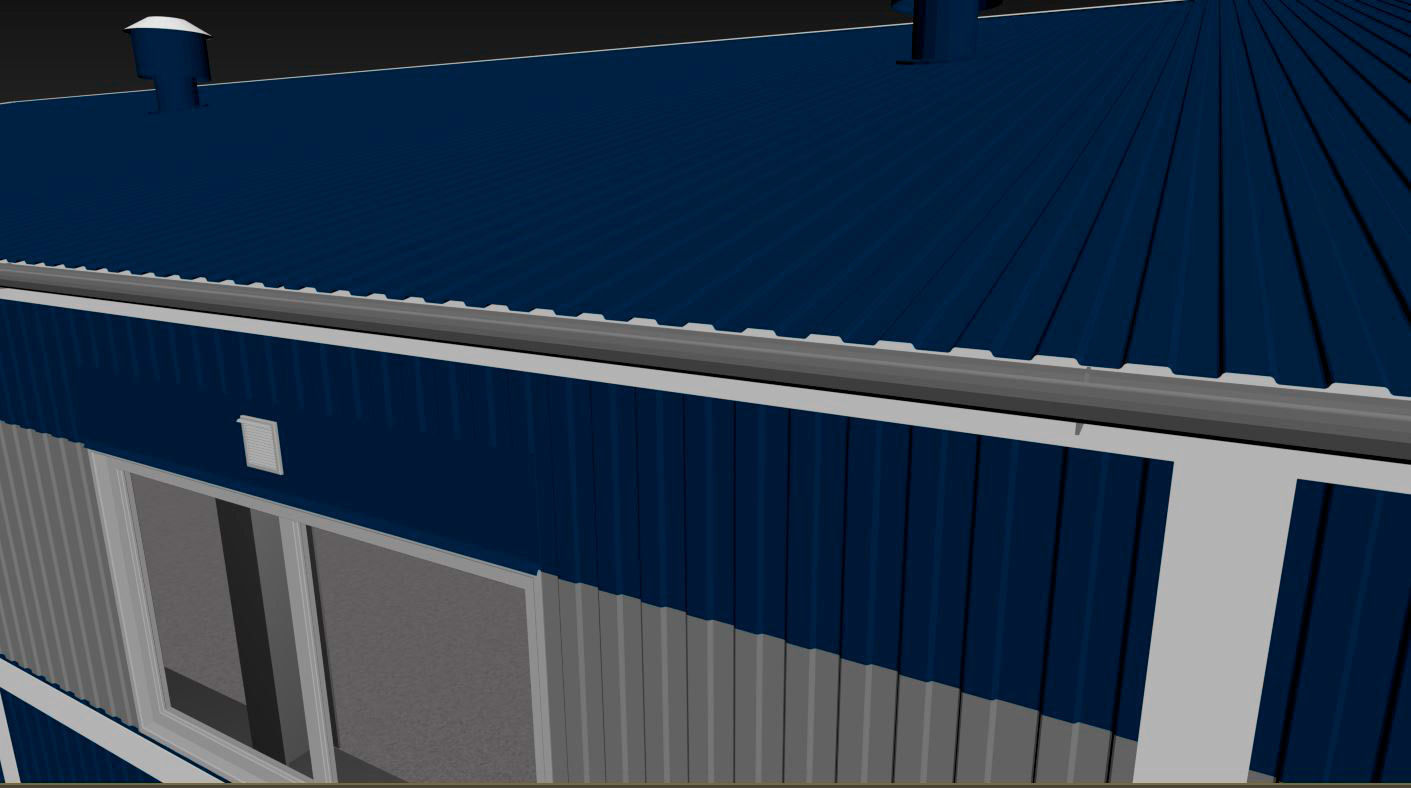 Hangar industrial building with roof 3D model_28