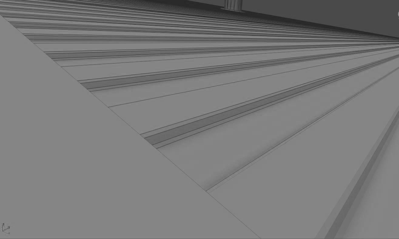 Hangar industrial building with roof 3D model_13