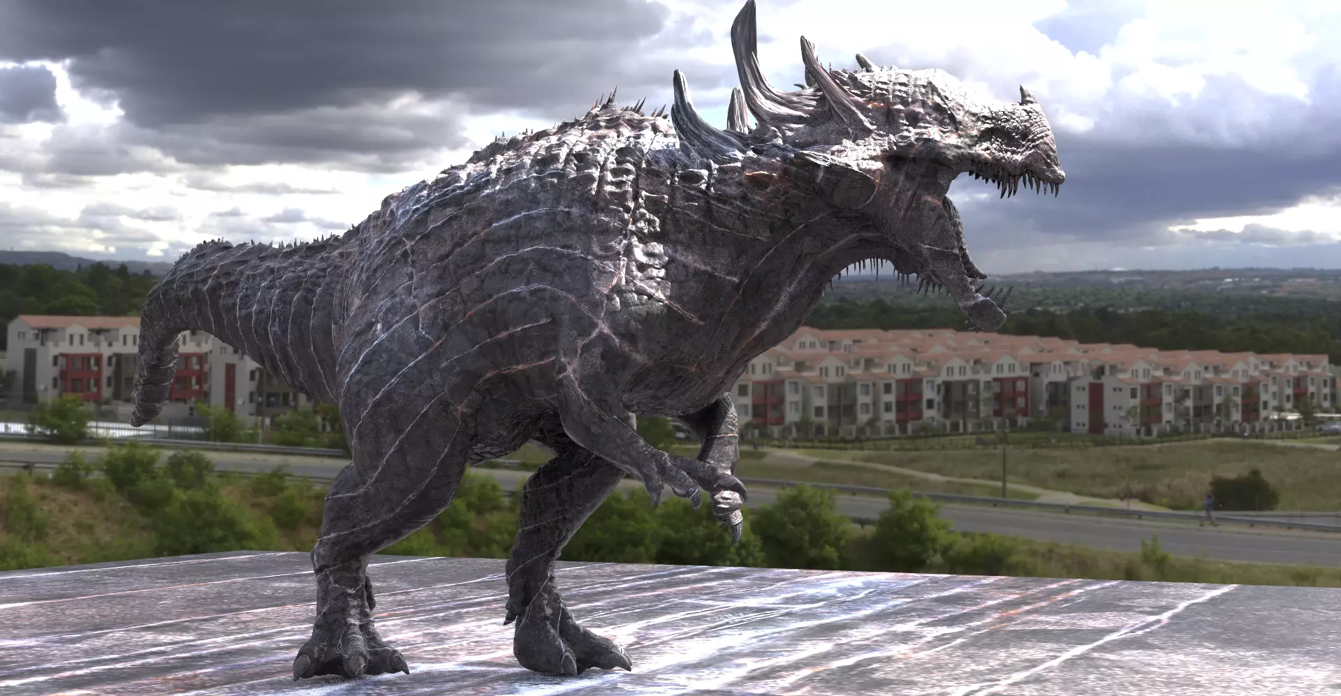 Dark Drake King Lizard Statue guardian priestesses 2 versions 3D model_0