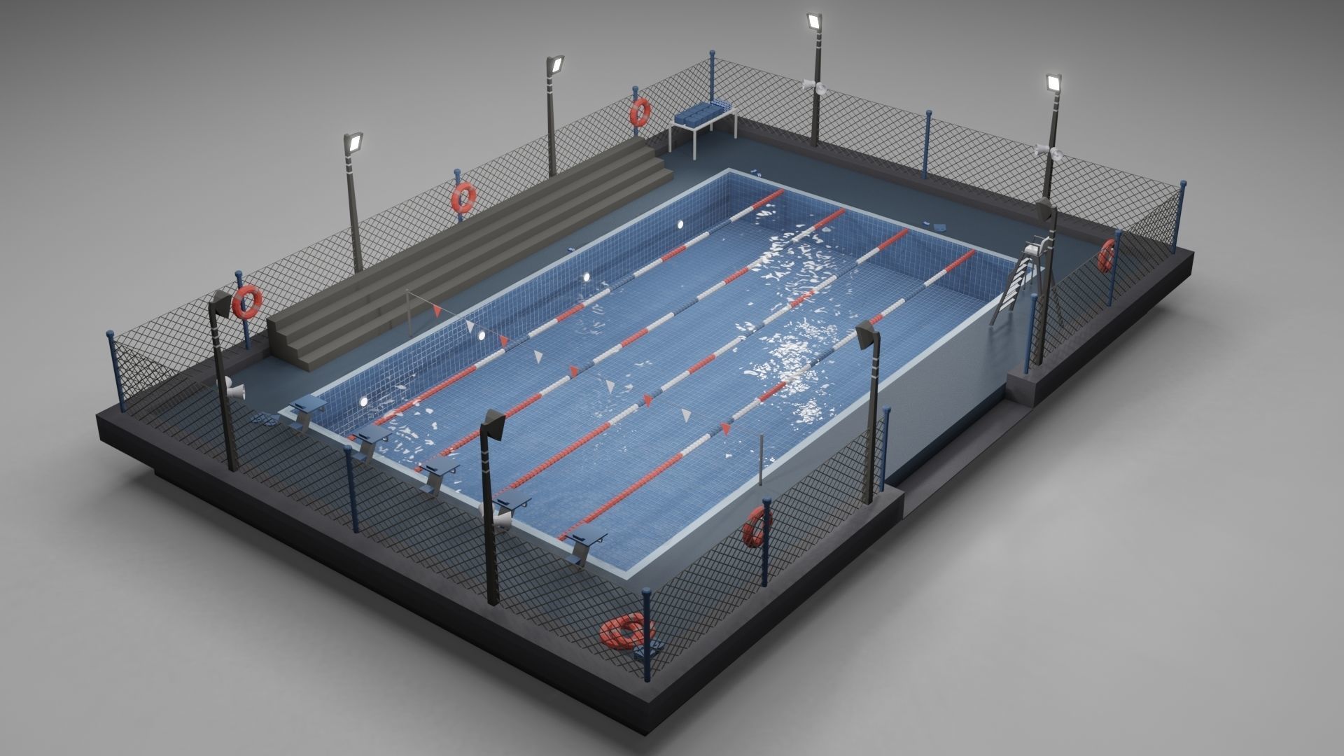 Low Poly Urban Street Courts Pack 3D Model Collection_7