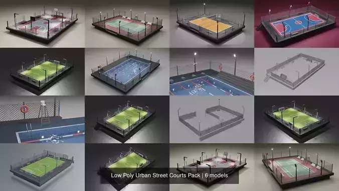 Low Poly Urban Street Courts Pack