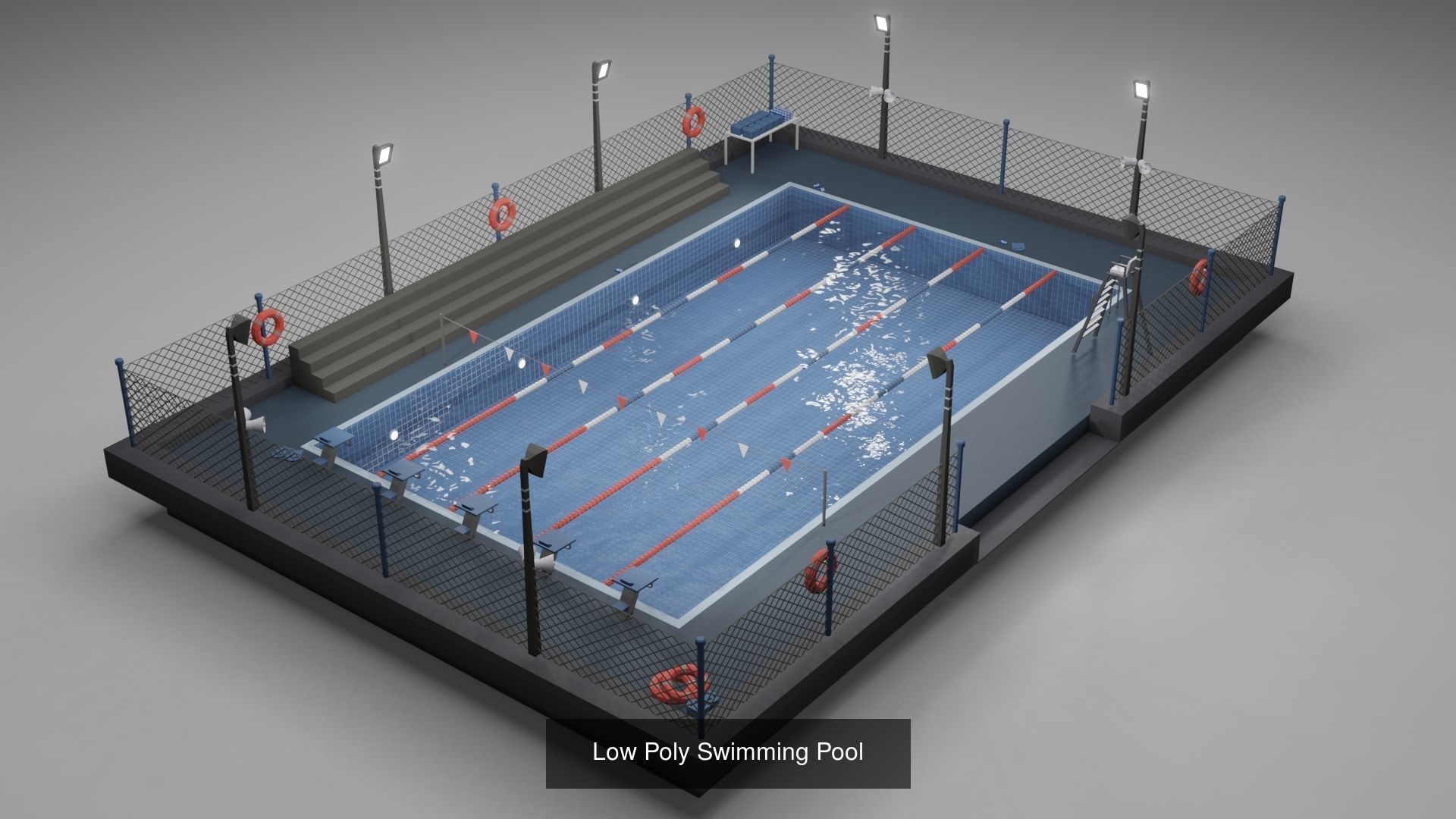 Low Poly Urban Street Courts Pack 3D Model Collection_8