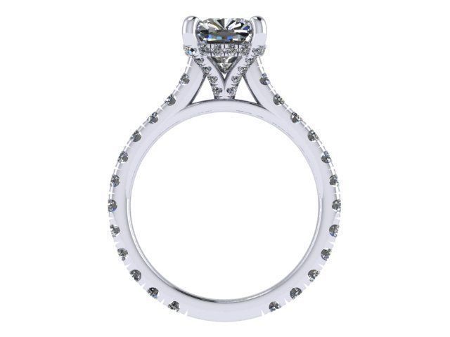 Cushion Square Diamond Ring  3D print model_3