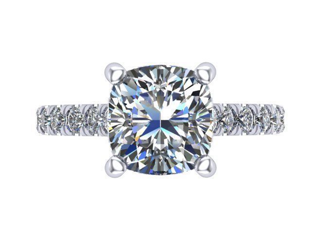 Cushion Square Diamond Ring  3D print model_1