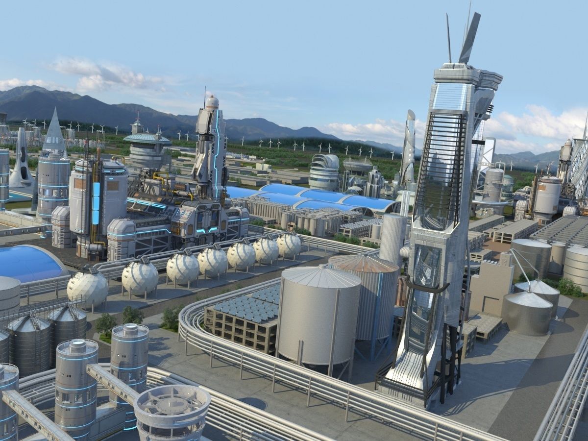 Futuristic Factory 3D model_1