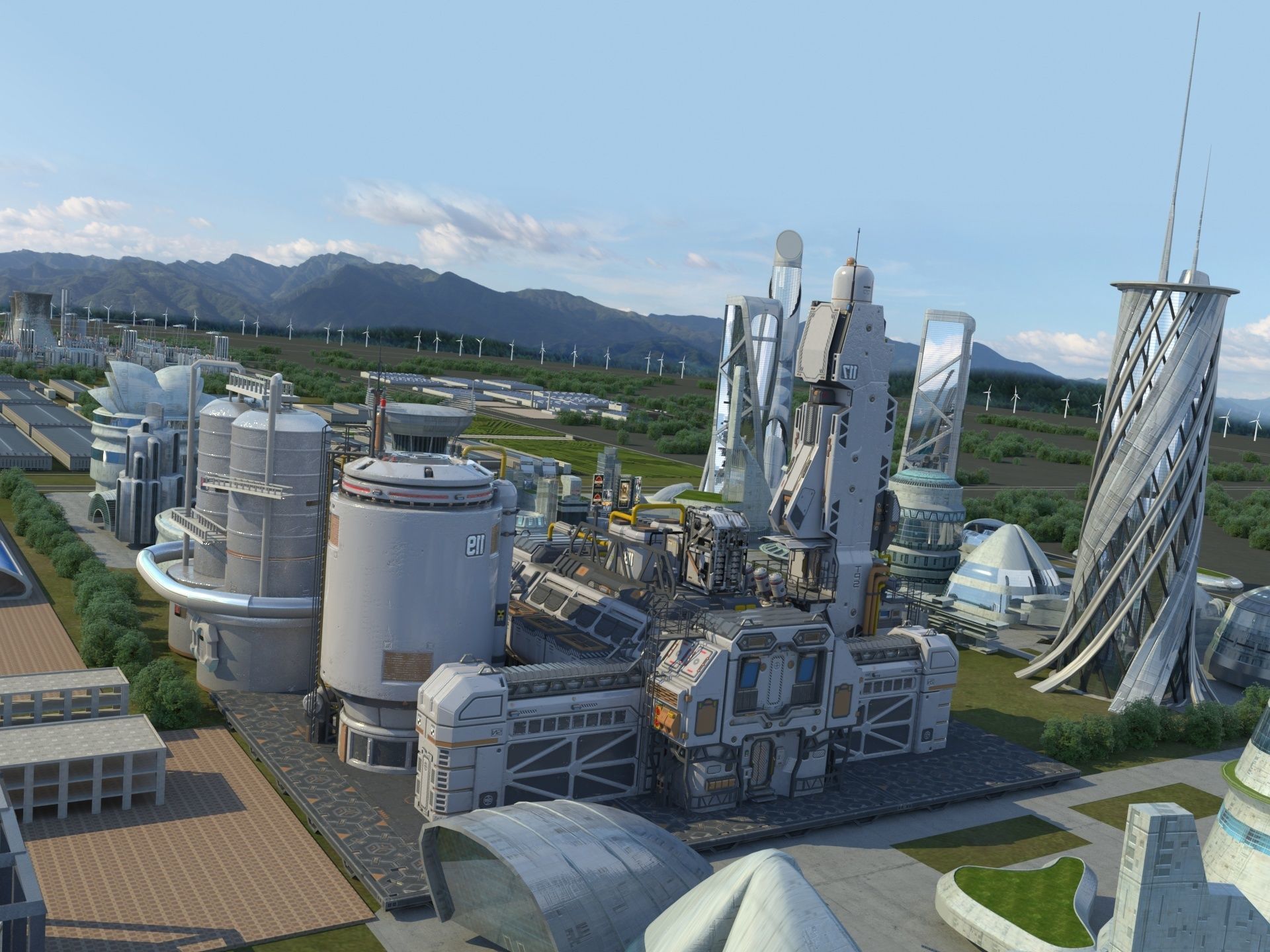 Futuristic Factory 3D model_3