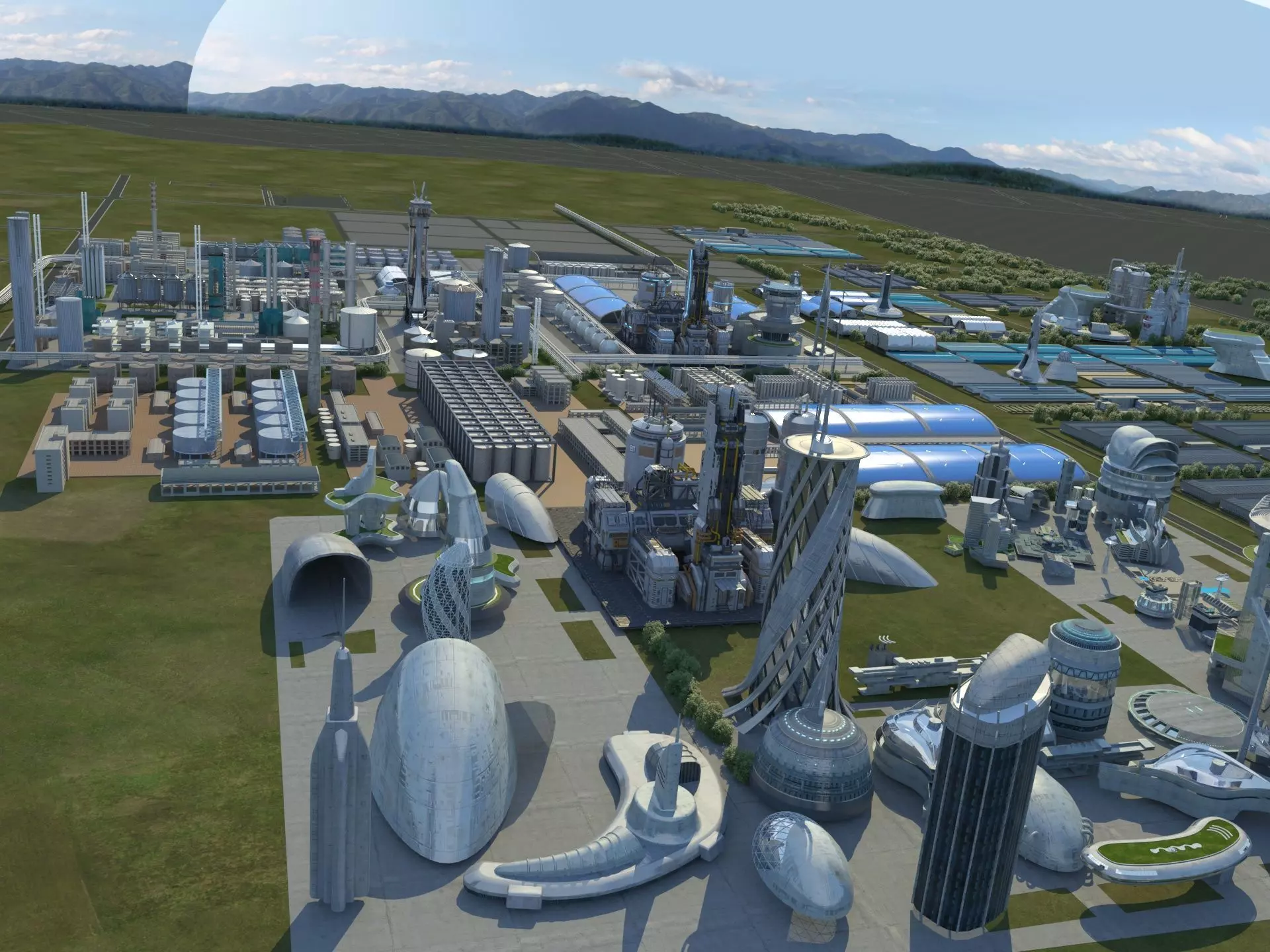 Futuristic Factory 3D model_0