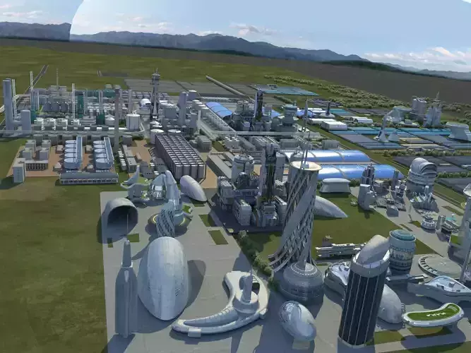 Futuristic Factory 3D model Futuristic Factory 3D model