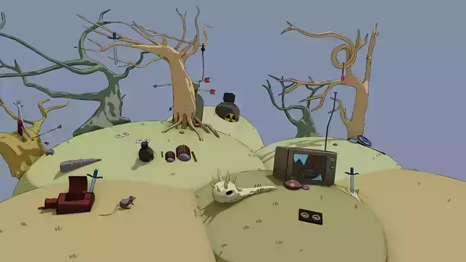 Adventure Time Intro scene Low-poly 3D model