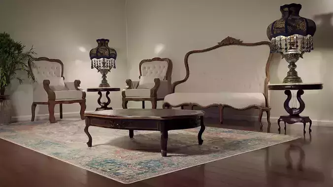 Classic Victorian Furniture Collection Low-poly 3D model