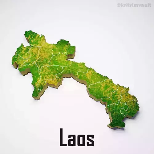 Laos country map 3d model