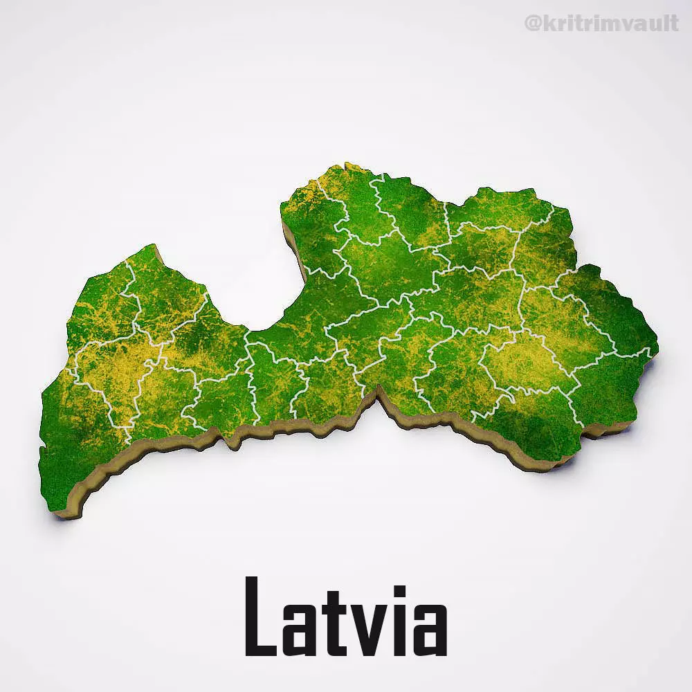Latvia country map 3d model 3D model_0