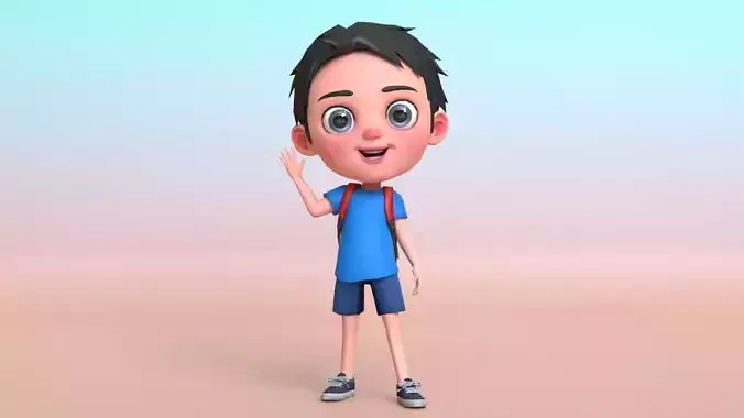 Cartoon Character School Kid 1 Low-poly 3D model