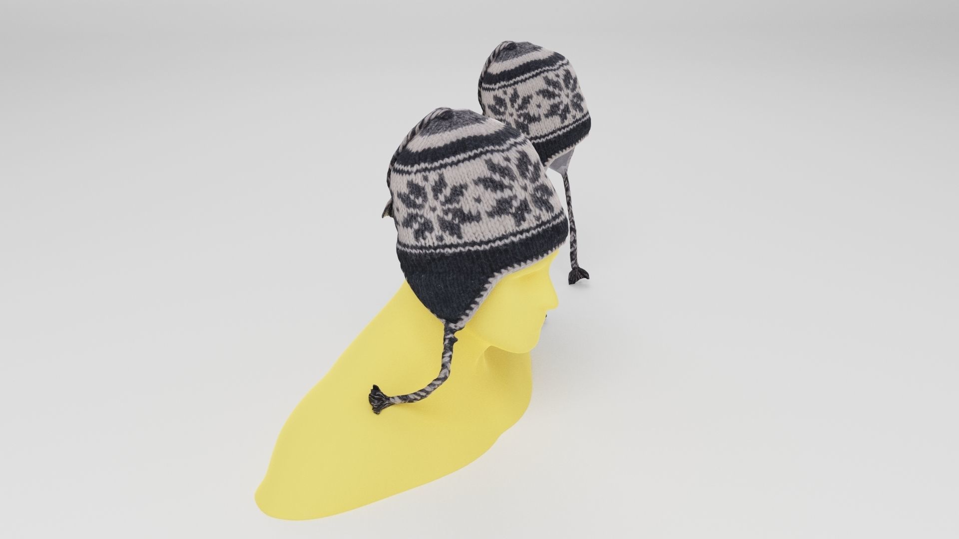 Woolen woven hat or knit cap with snowflake pattern 3D model_1