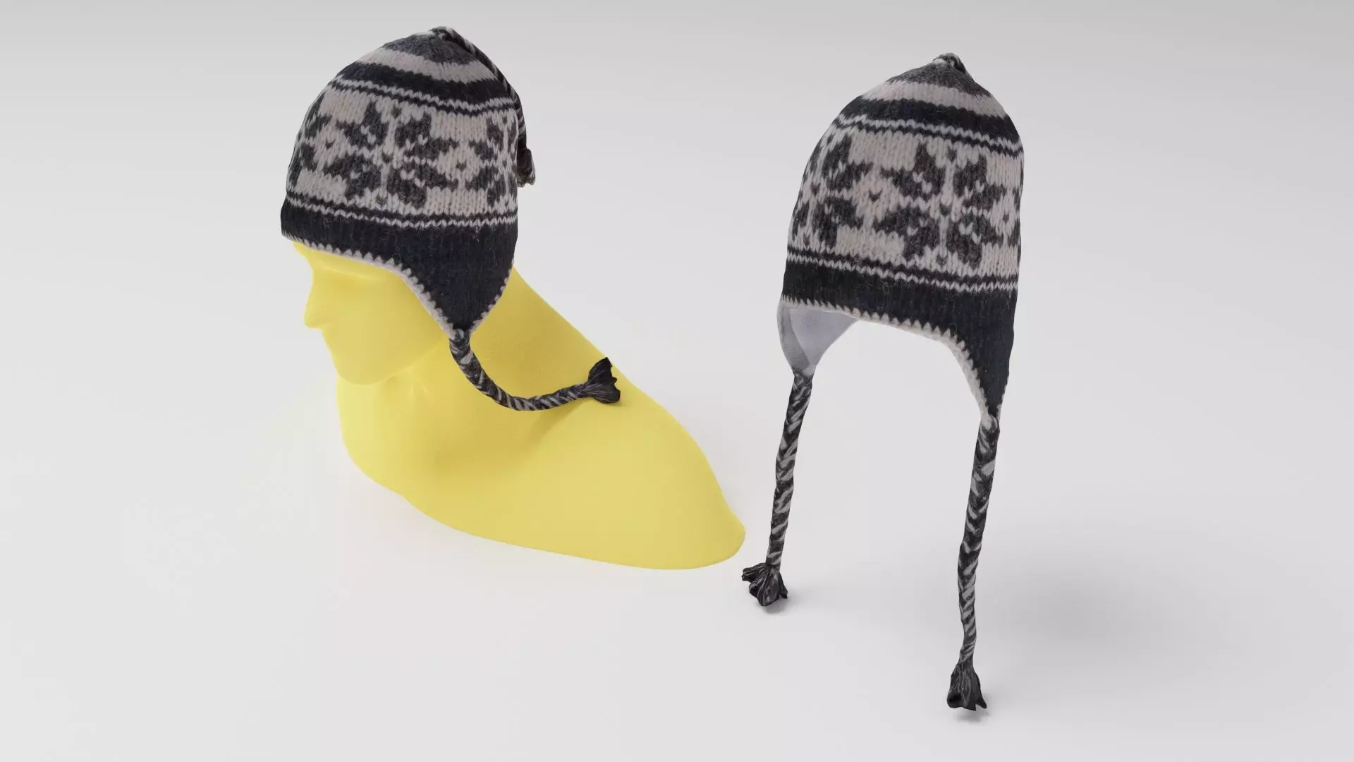 Woolen woven hat or knit cap with snowflake pattern 3D model_0