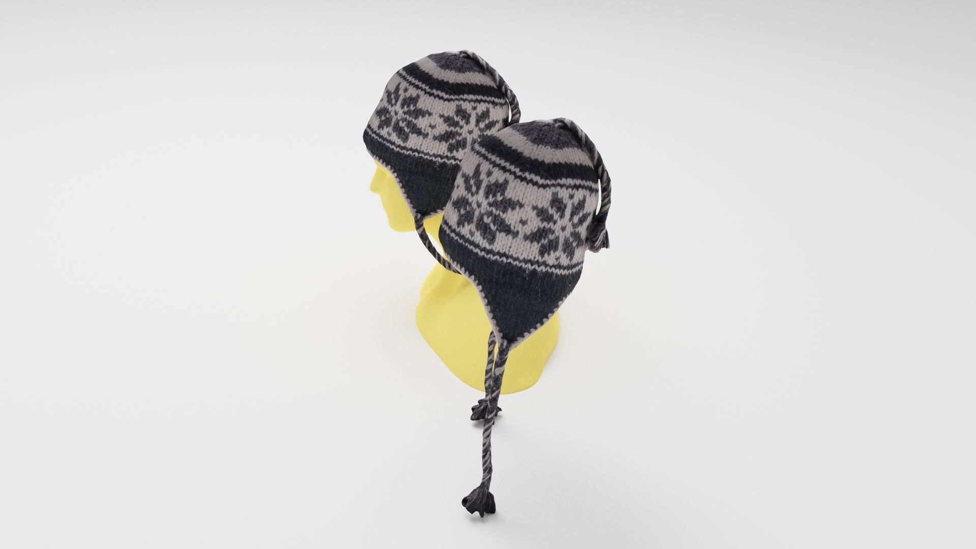 Woolen woven hat or knit cap with snowflake pattern 3D model_5
