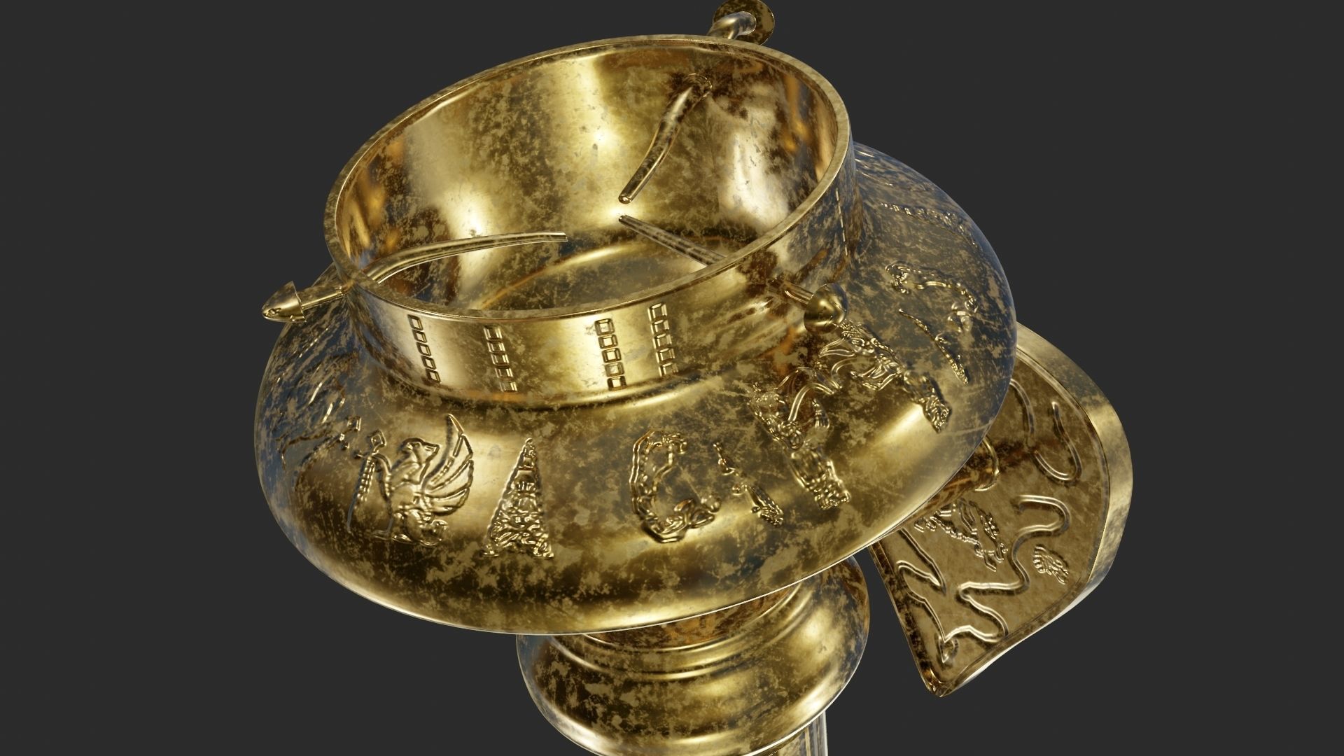 Medieval torch 3D model_2