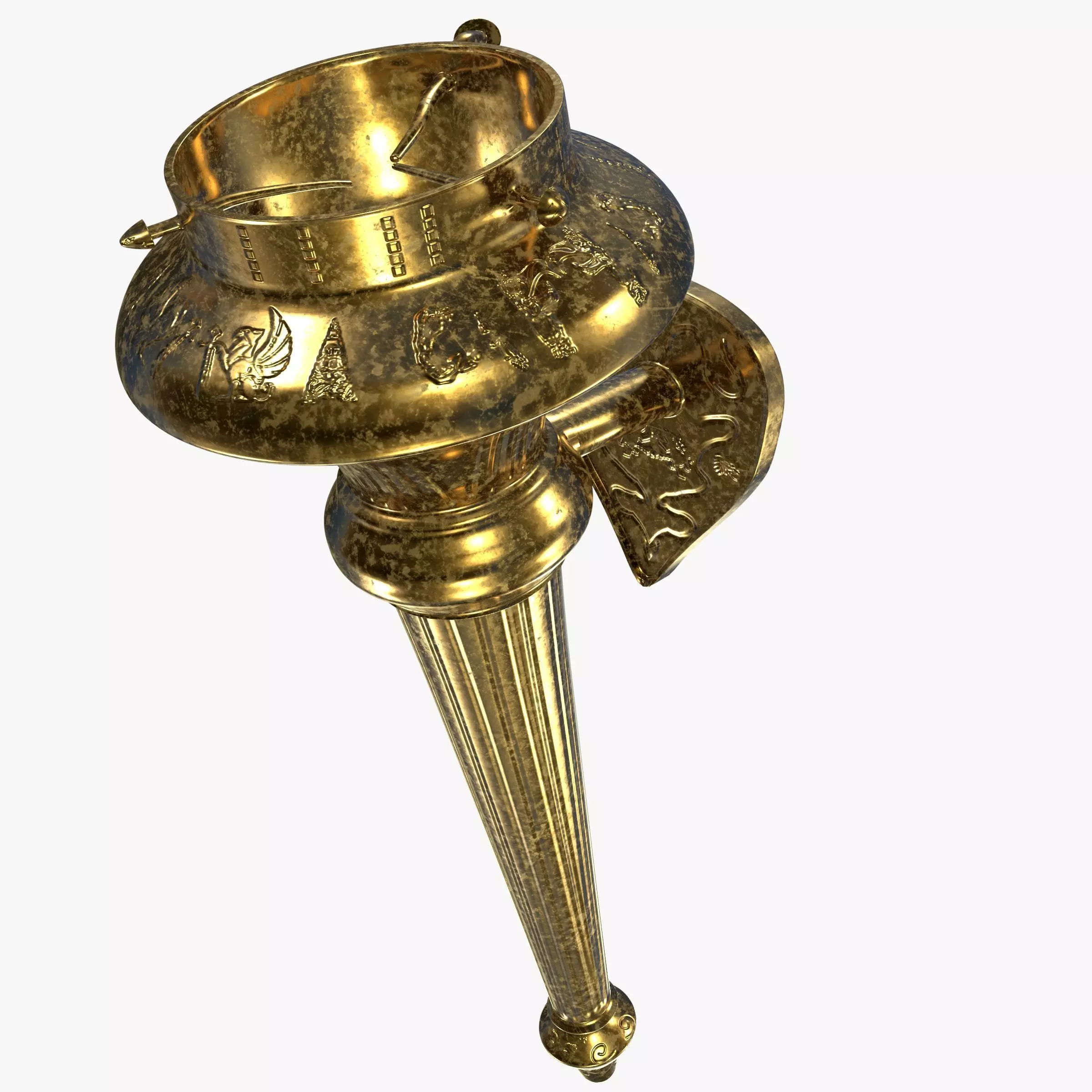 Medieval torch 3D model_0