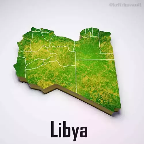 Libya country map 3d model