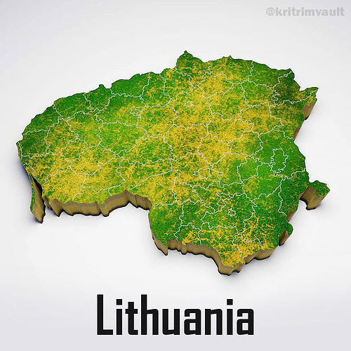 Lithuania country map 3d model 3D model