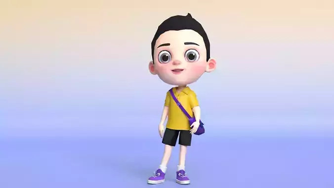 Cartoon Character School Kid 3 Low-poly 3D model