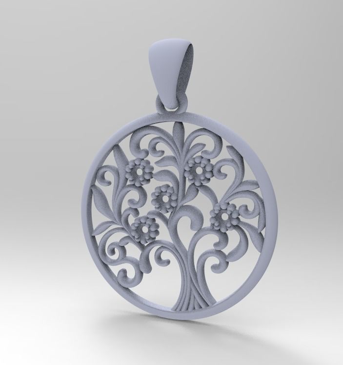 branching tree with gemstones 3D print model_3