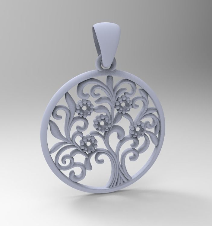 branching tree with gemstones 3D print model_2