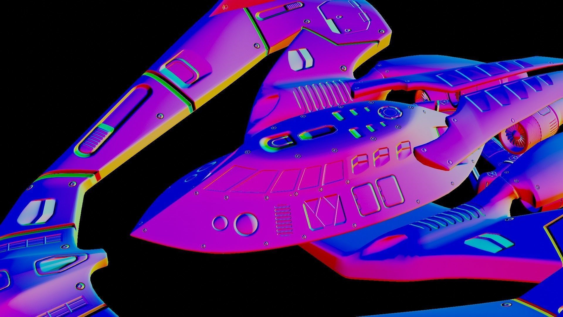 Batwing toy spaceship Low-poly 3D model_26