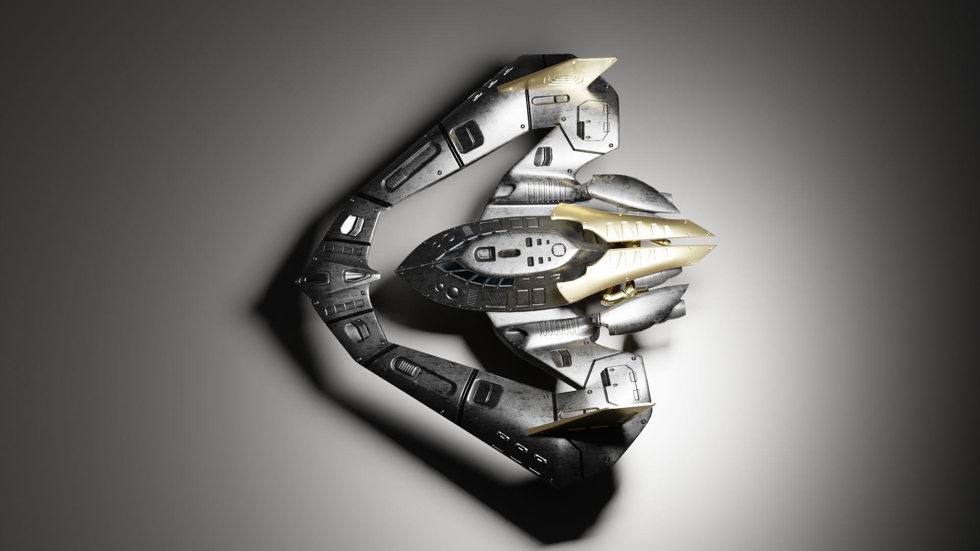 Batwing toy spaceship Low-poly 3D model_41