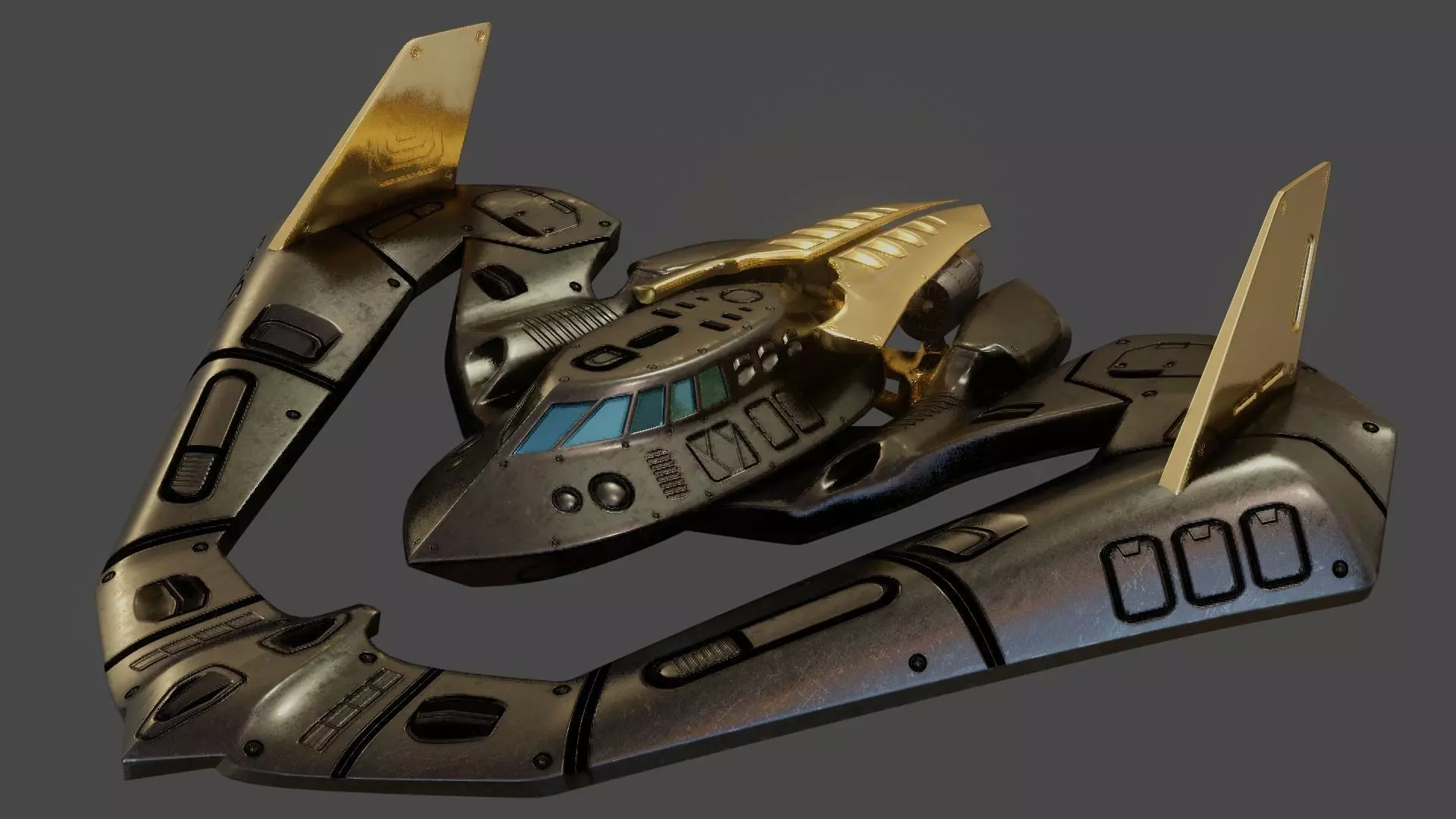 Batwing toy spaceship Low-poly 3D model_0