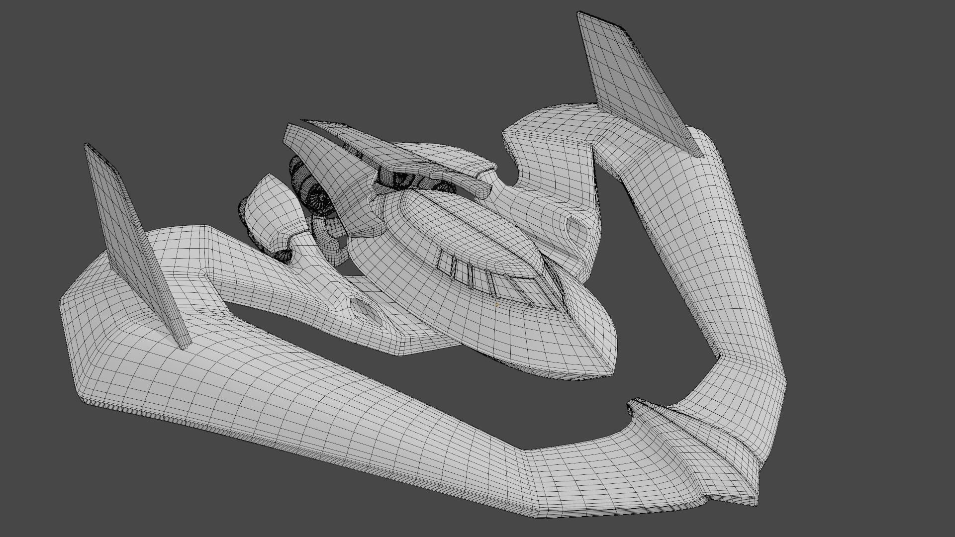 Batwing toy spaceship Low-poly 3D model_30