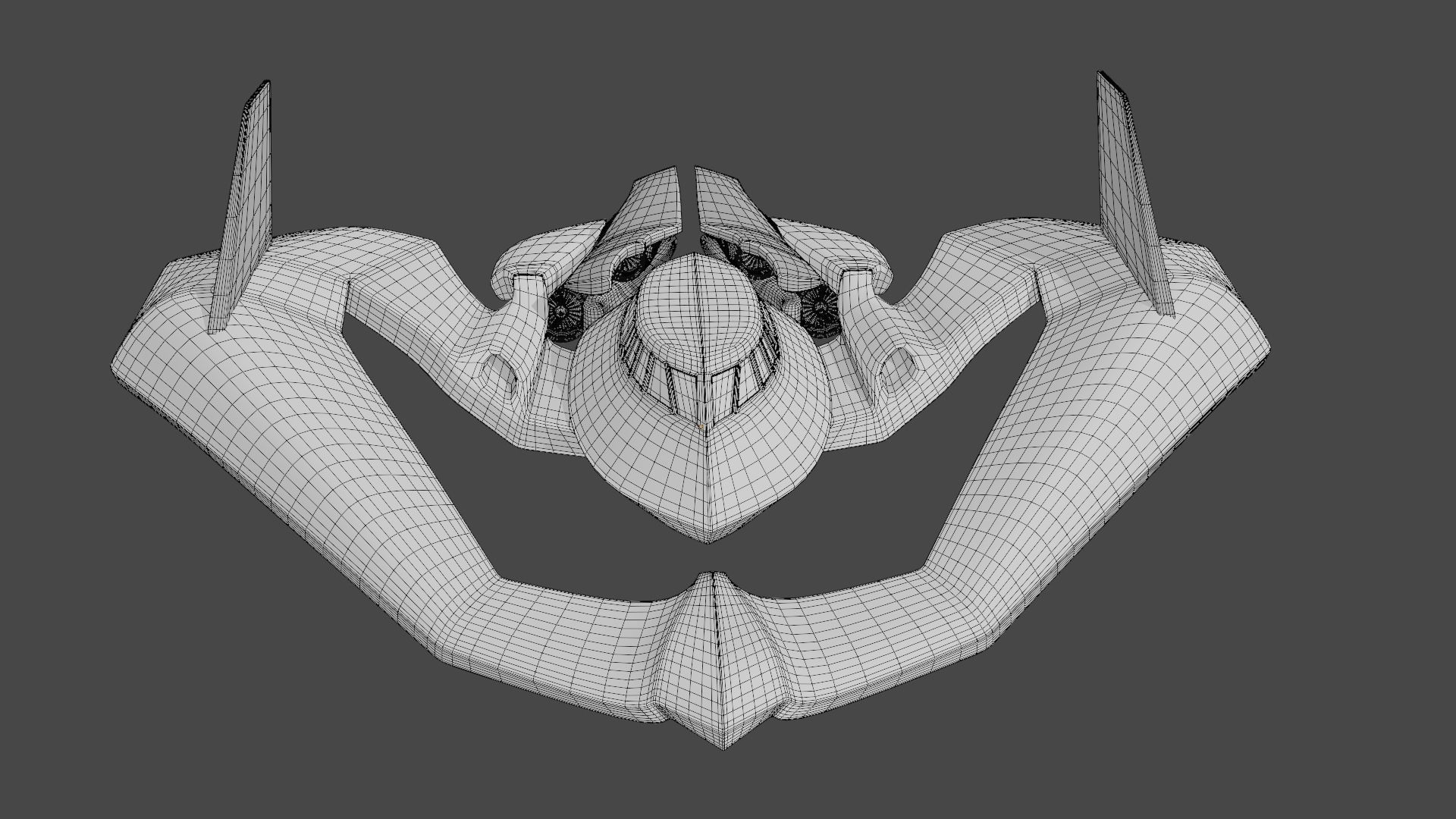 Batwing toy spaceship Low-poly 3D model_29