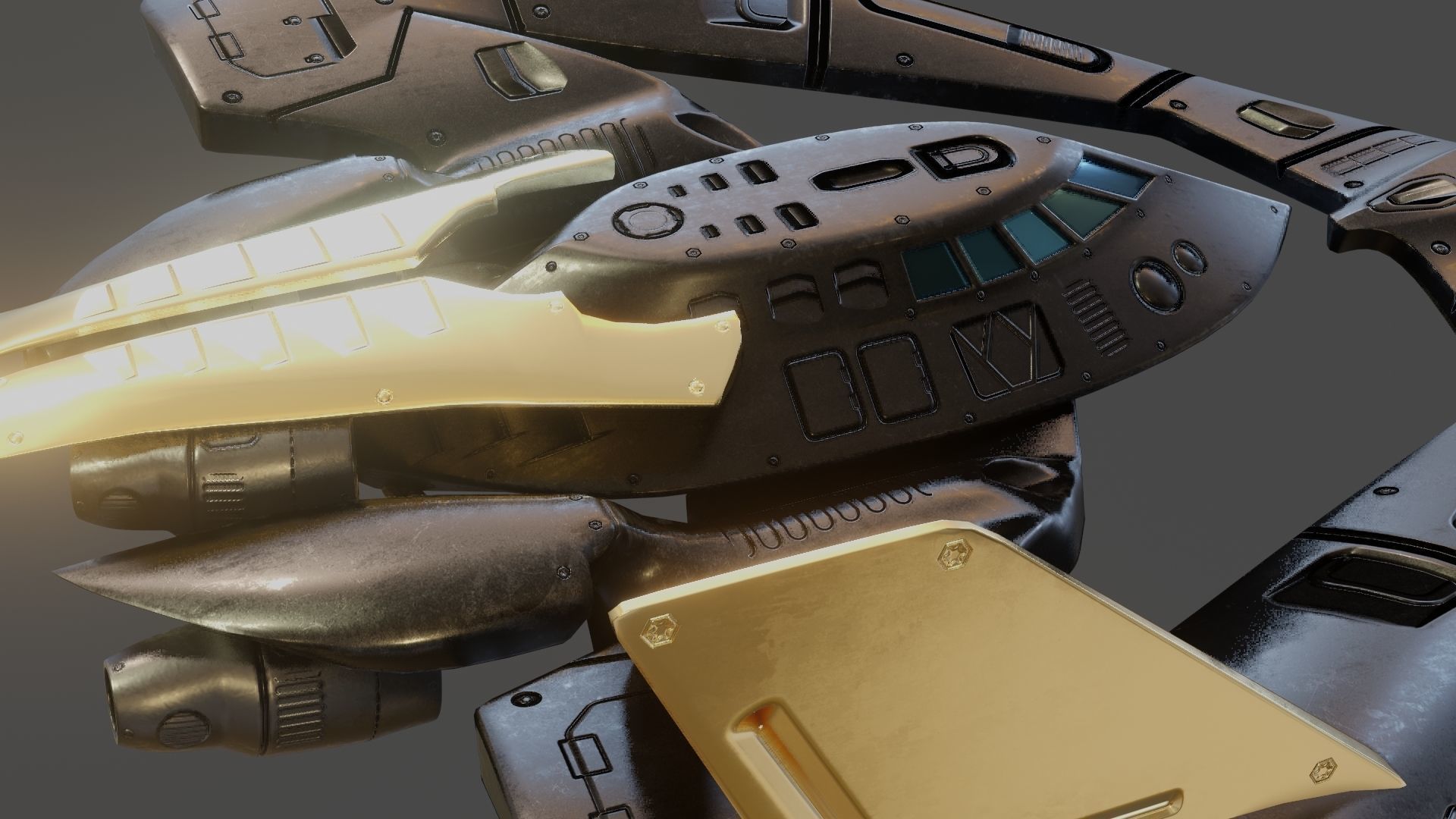 Batwing toy spaceship Low-poly 3D model_15