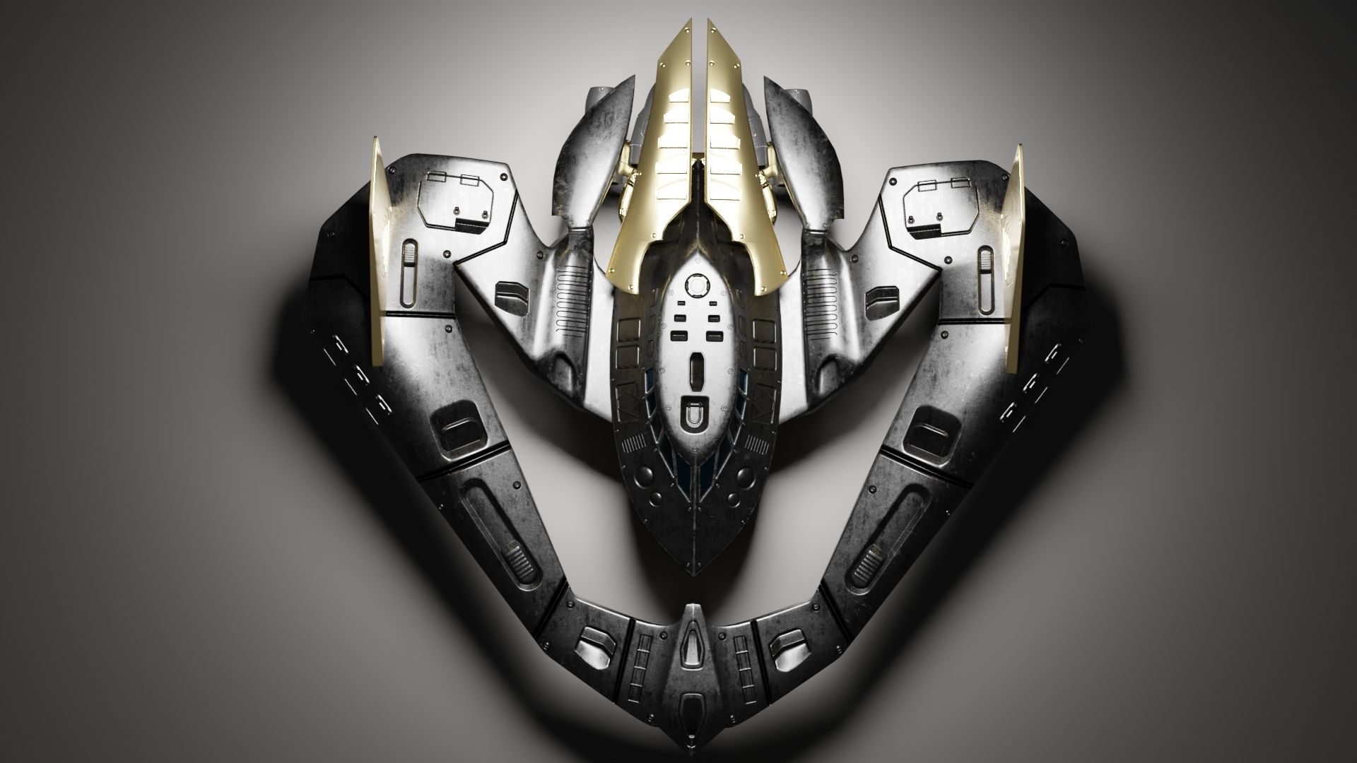 Batwing toy spaceship Low-poly 3D model_4