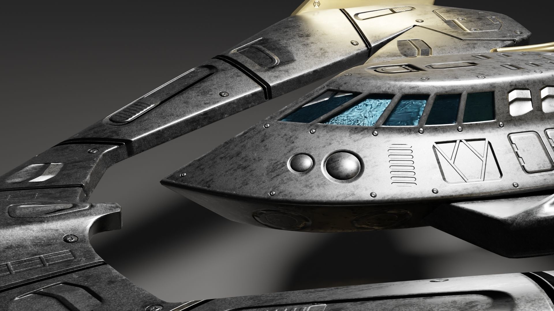 Batwing toy spaceship Low-poly 3D model_39