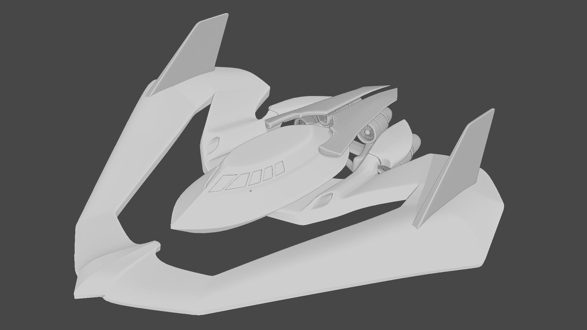 Batwing toy spaceship Low-poly 3D model_28