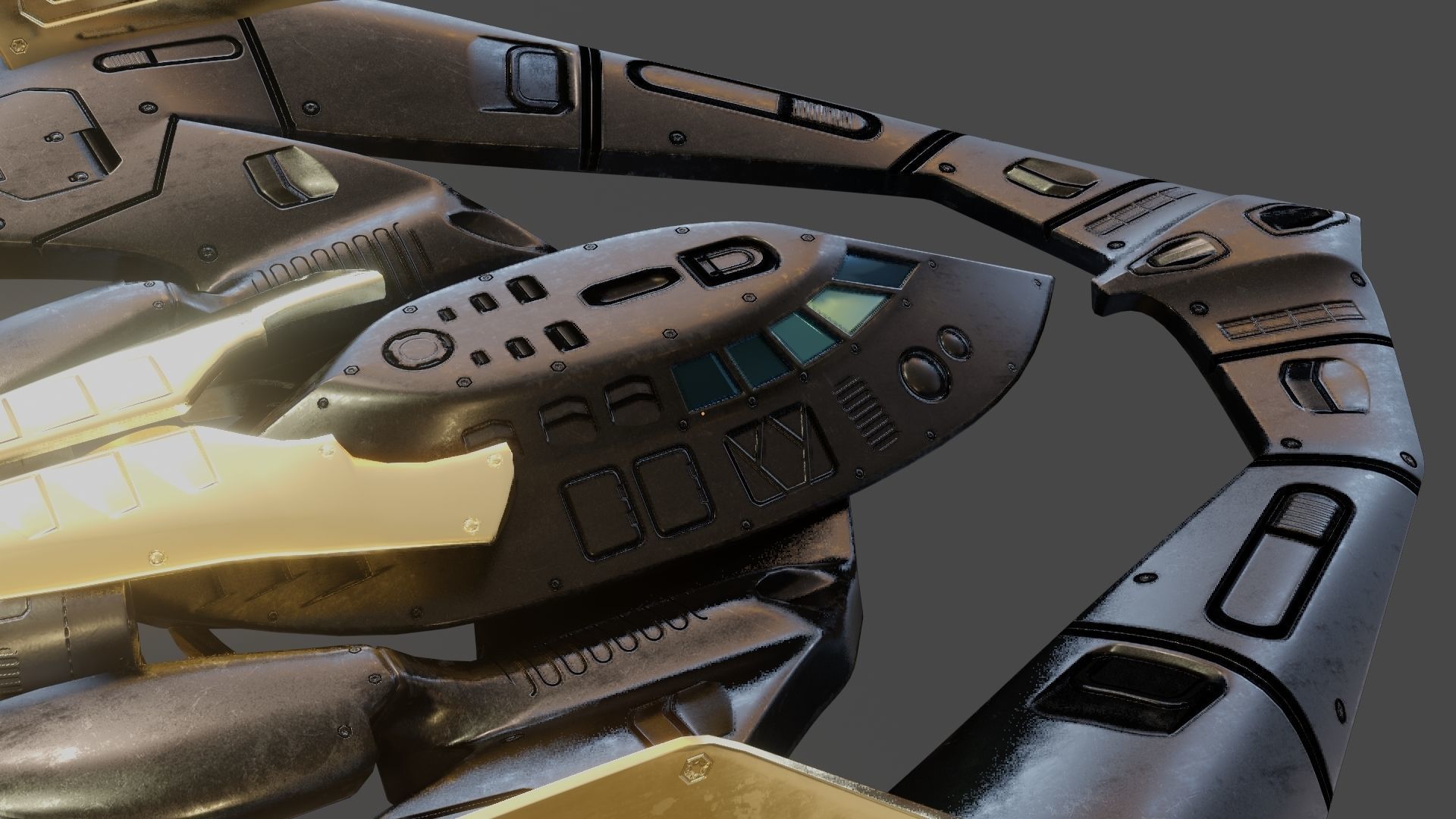 Batwing toy spaceship Low-poly 3D model_22