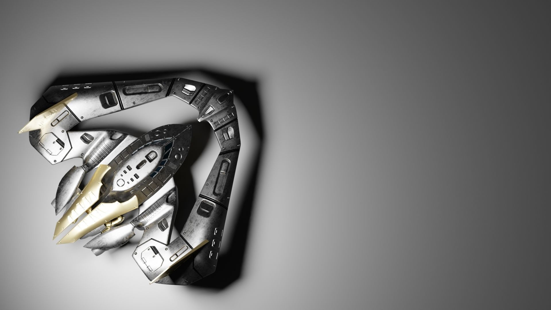 Batwing toy spaceship Low-poly 3D model_35