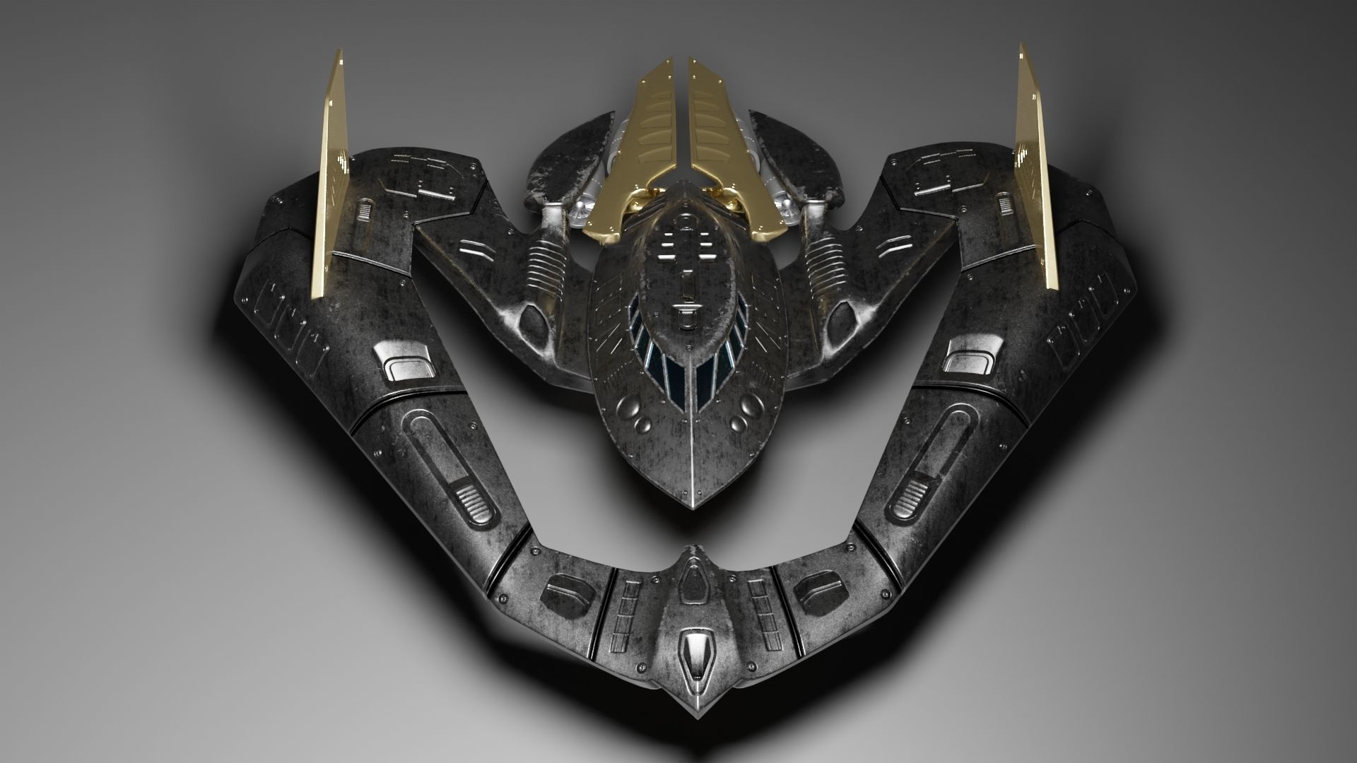 Batwing toy spaceship Low-poly 3D model_1