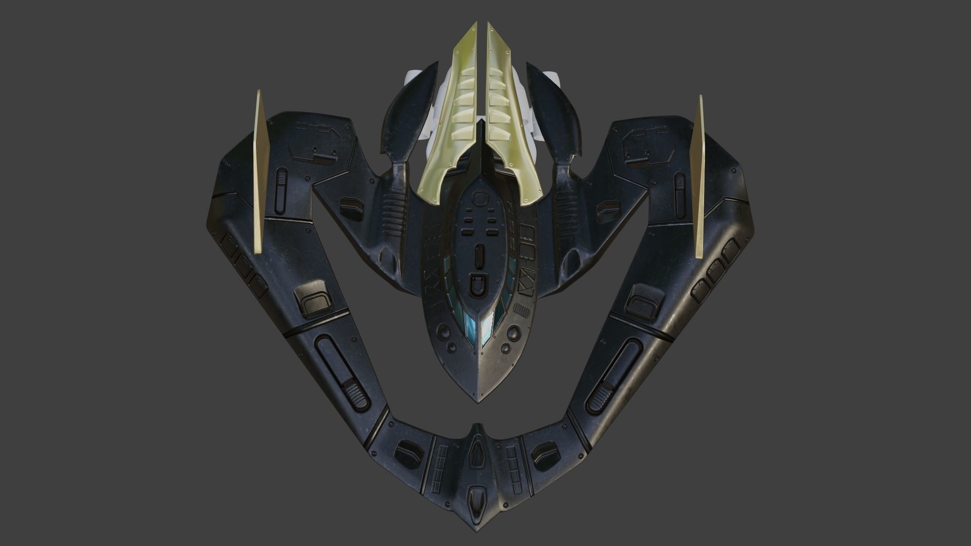 Batwing toy spaceship Low-poly 3D model_9