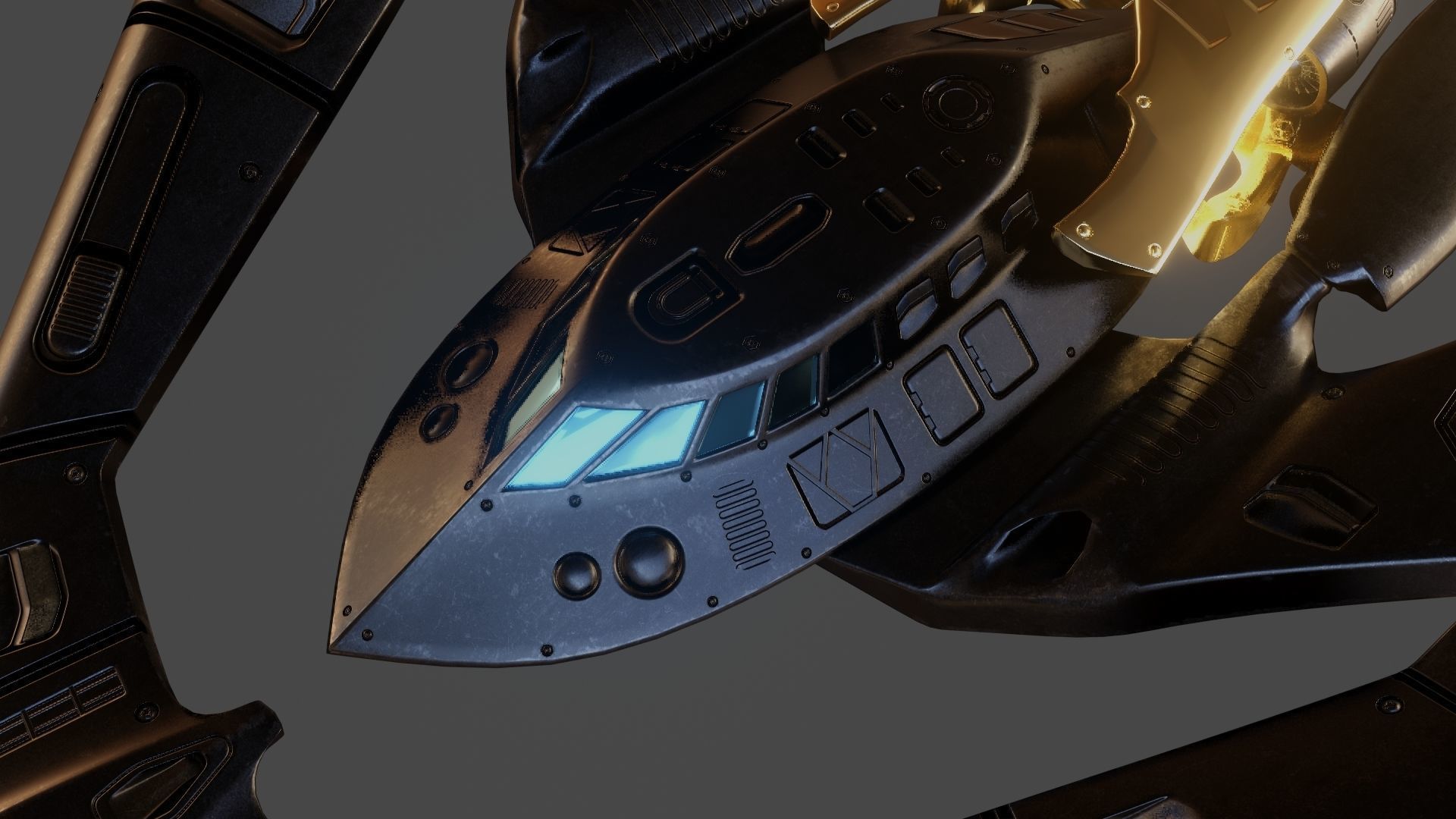 Batwing toy spaceship Low-poly 3D model_17