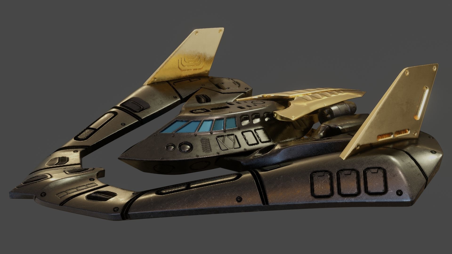 Batwing toy spaceship Low-poly 3D model_2