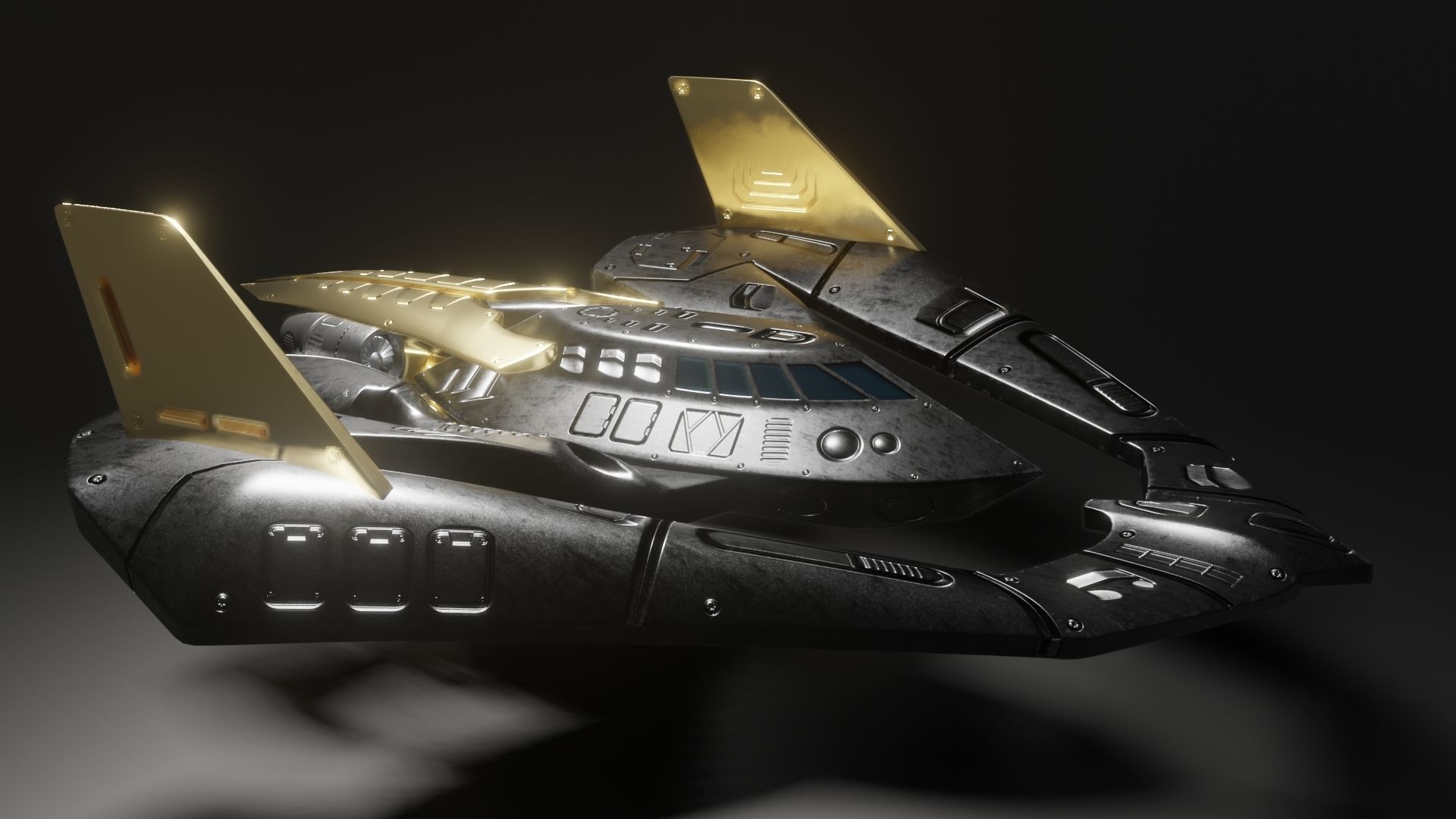 Batwing toy spaceship Low-poly 3D model_7