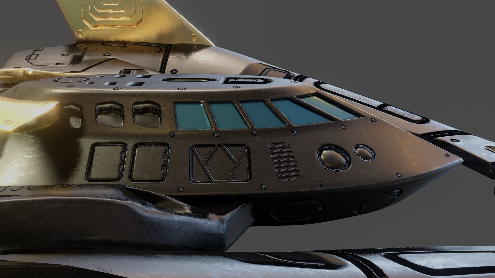 Batwing toy spaceship Low-poly 3D model_24