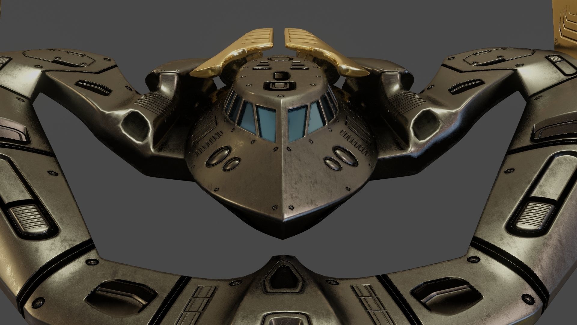 Batwing toy spaceship Low-poly 3D model_16