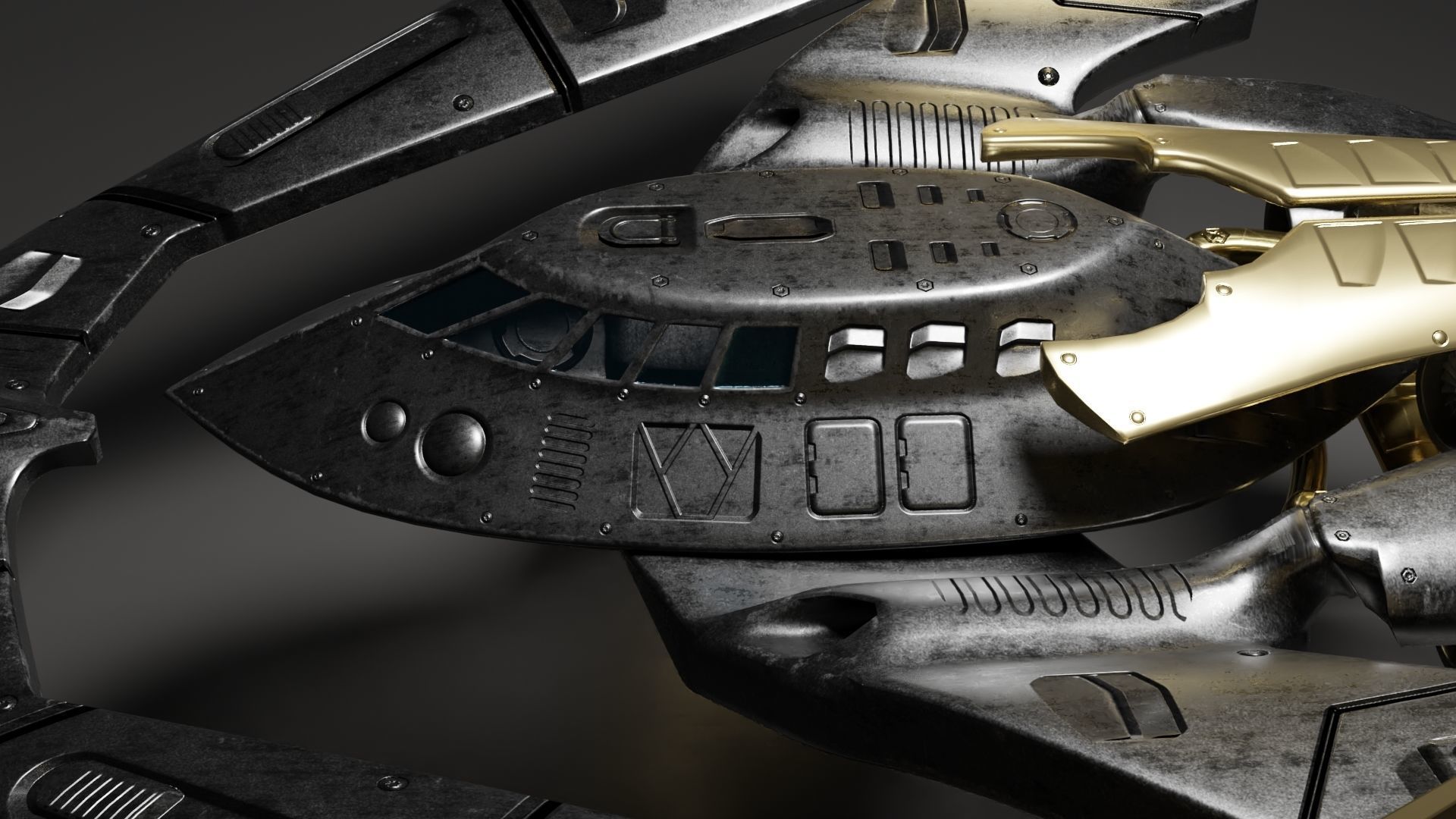 Batwing toy spaceship Low-poly 3D model_6