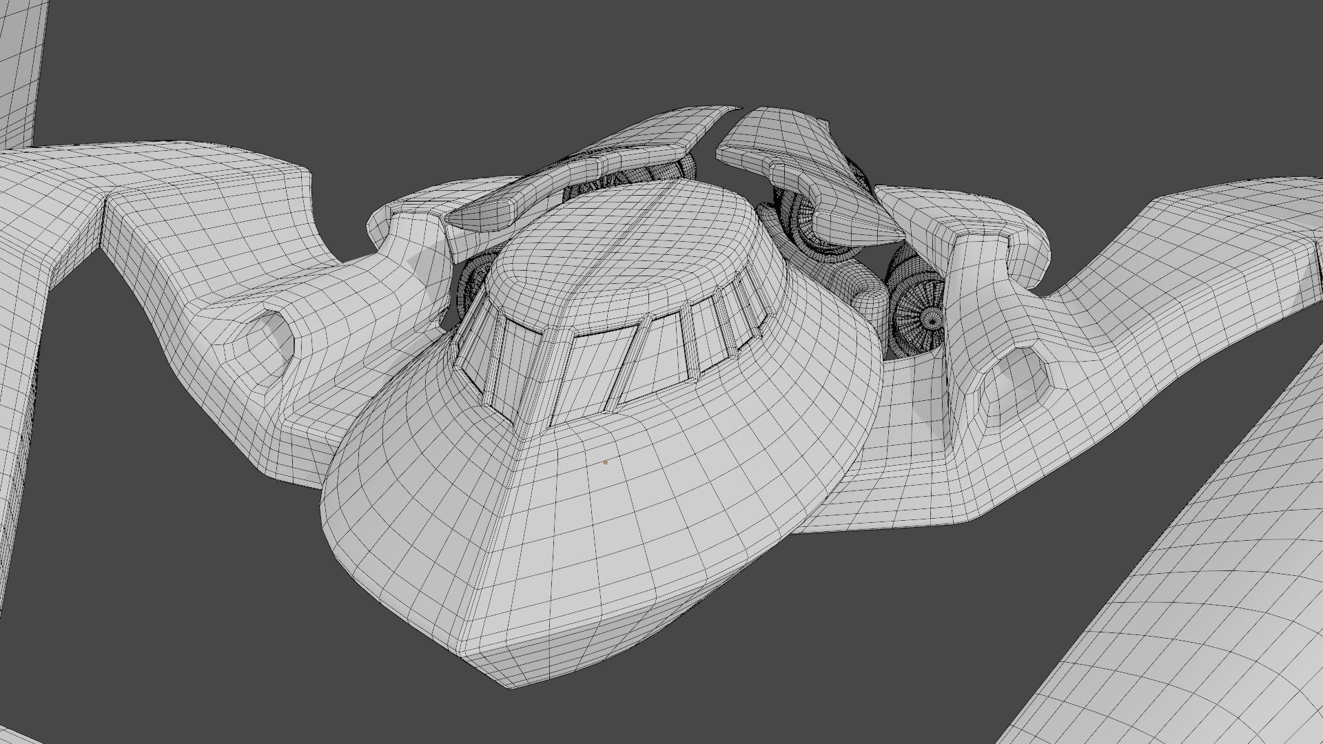 Batwing toy spaceship Low-poly 3D model_31